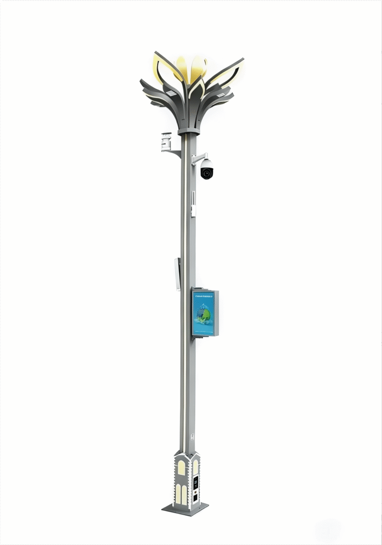 Smart Magnolia pole with camera, LED display, EV charger and environmental sensors