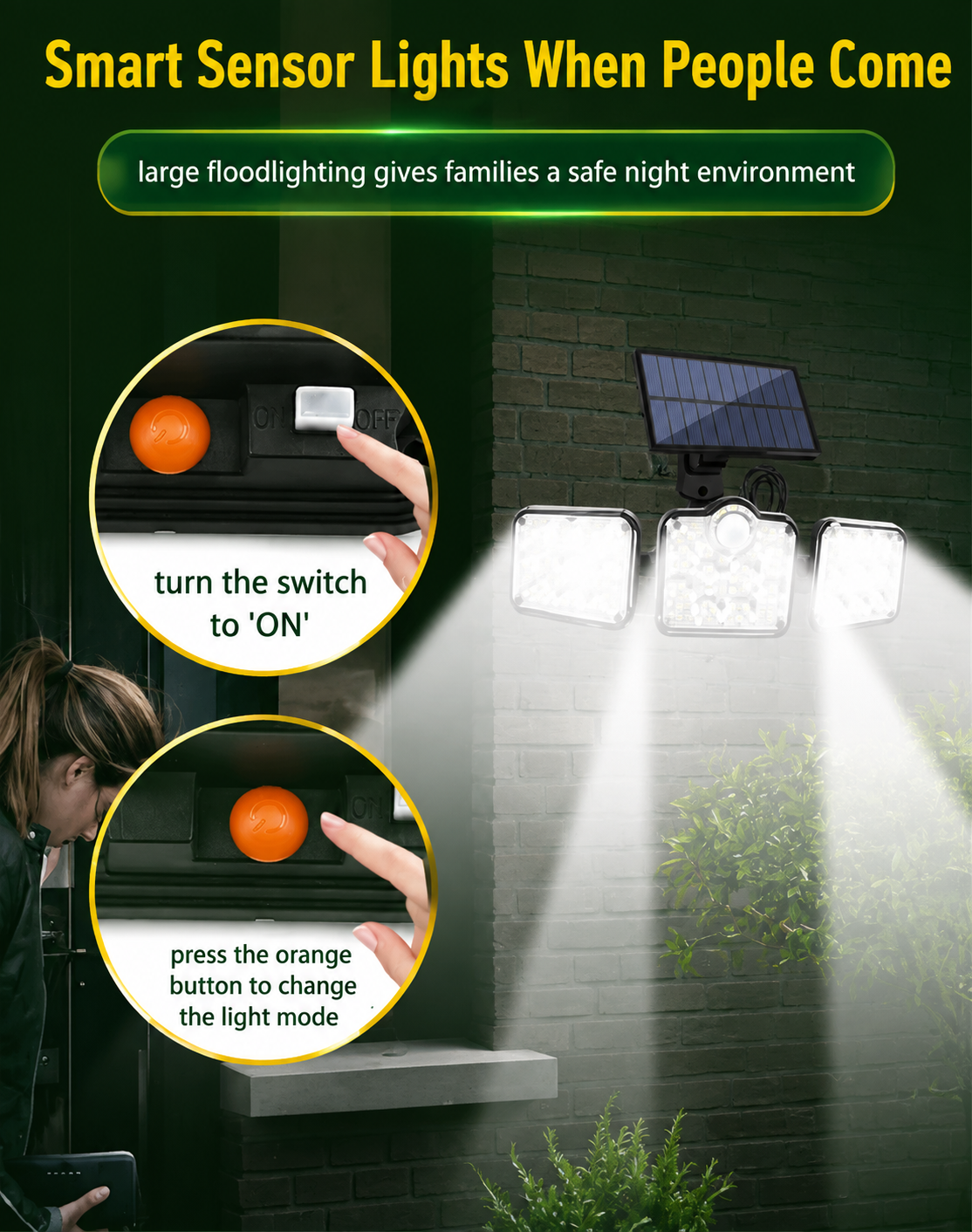 TextSolar Motion Sensor Wall Light with PIR Detection