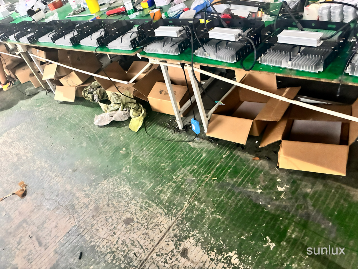 Smart LED street light factory testing before shipment to Brazil