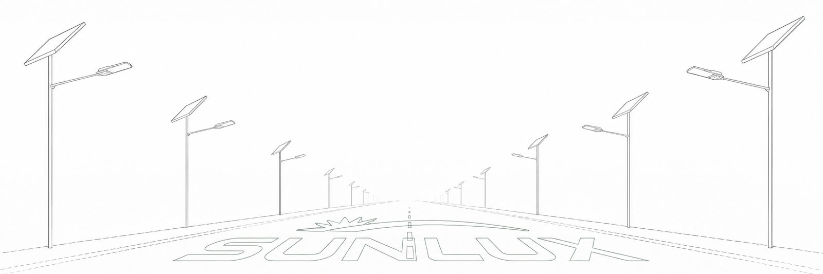 Solar street lights along a roadway, illustrating the need to survey panel exposure