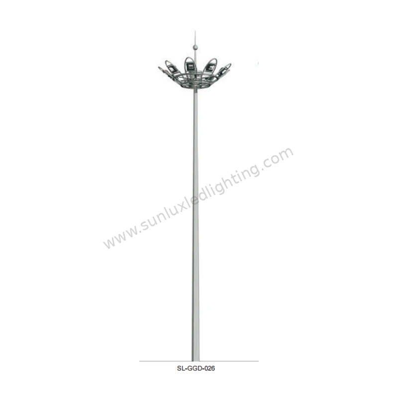 SL-GGD-026 high mast lighting pole with decorative circular LED lighting head
