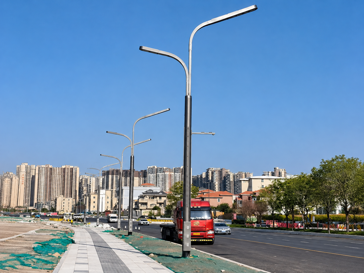 Solar-powered smart street light pole configuration